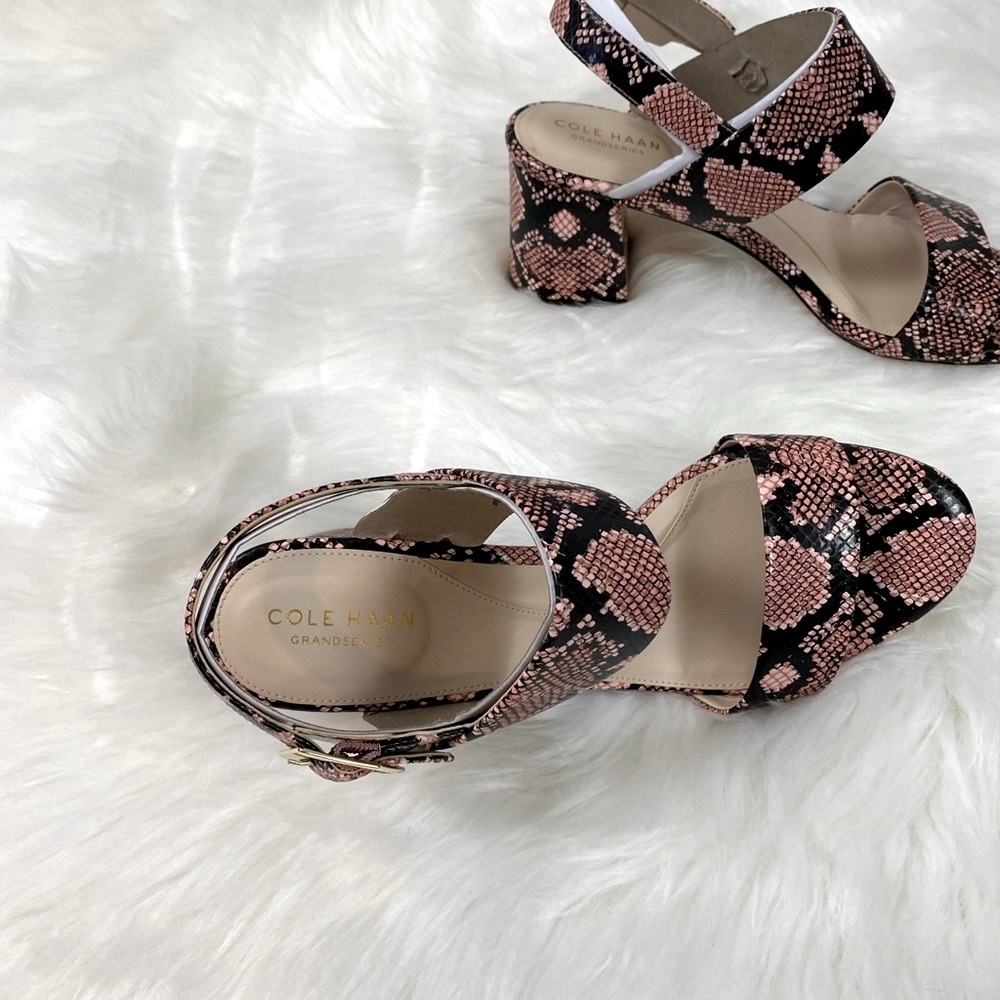 Cole Haan Avani Snake Print Chunky Block Heels Pink Women's 9.5 // 9 1/2 NWB - Picture 5 of 9